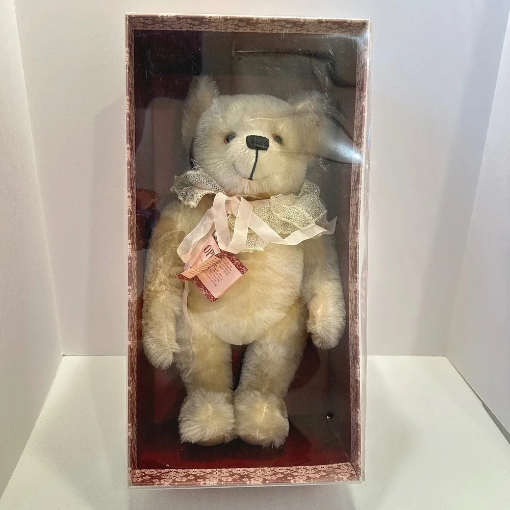 Steiff Ophelia Teddy Bear SIGNED Cream Mohair Lace Collar Vintage German Plush